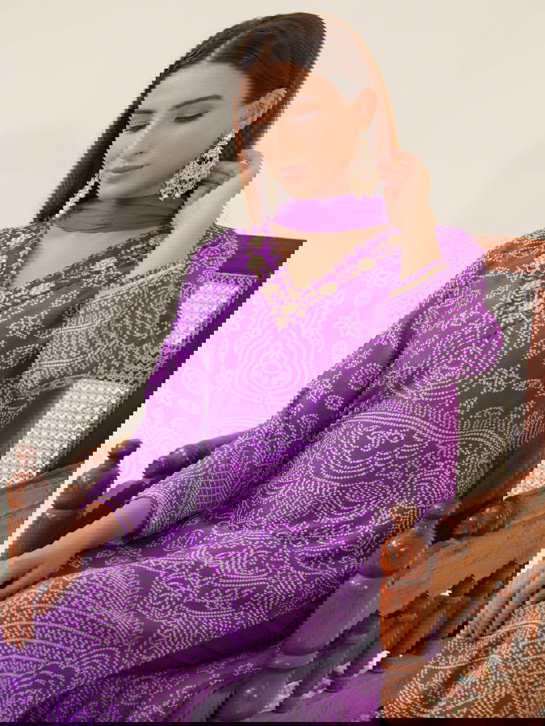 Pure Muslin Purple Color Ethnic Motifs Woven Design Regular Kurta with Trousers & Dupatta - Buy Best Ethnic Wear for Women & Girls | Daily Woman -