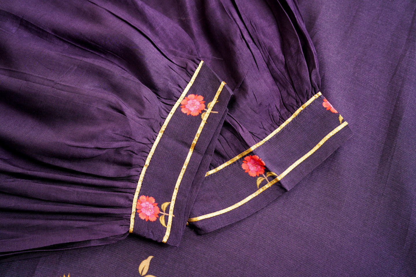 Purple Embroidered Calf Length Festive Kurti and Trousers - Buy Best Ethnic Wear for Women & Girls | Daily Woman -