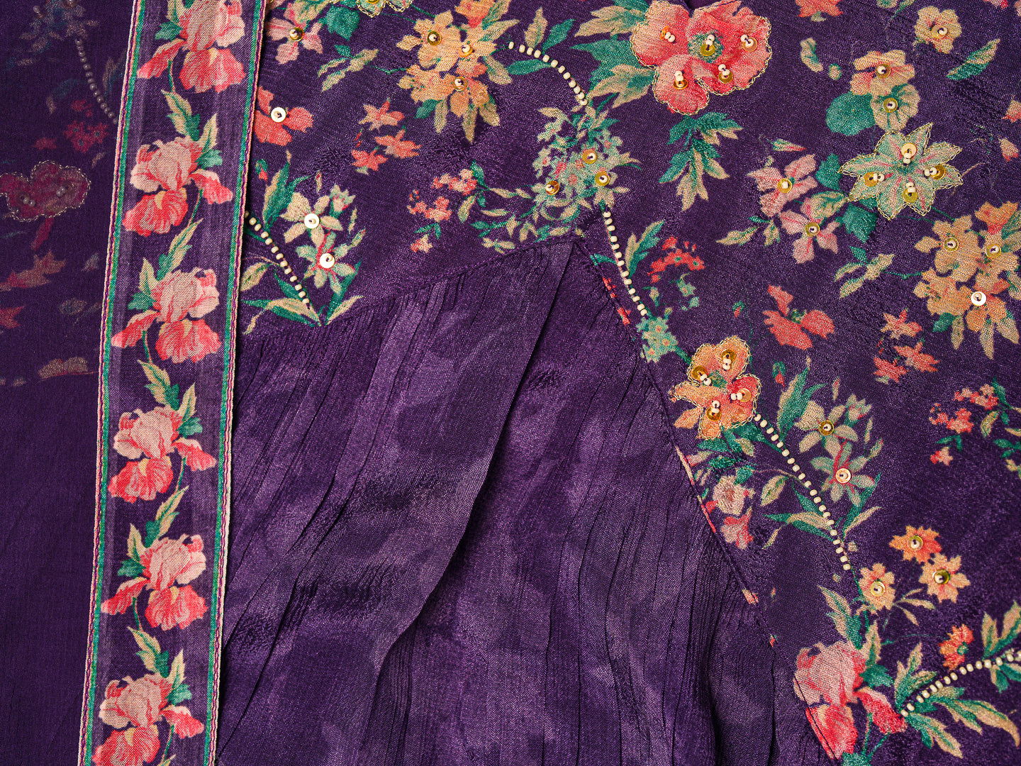 Purple Printed Floral A-Line Kurta and Trousers With Dupatta - Buy Best Ethnic Wear for Women & Girls | Daily Woman -