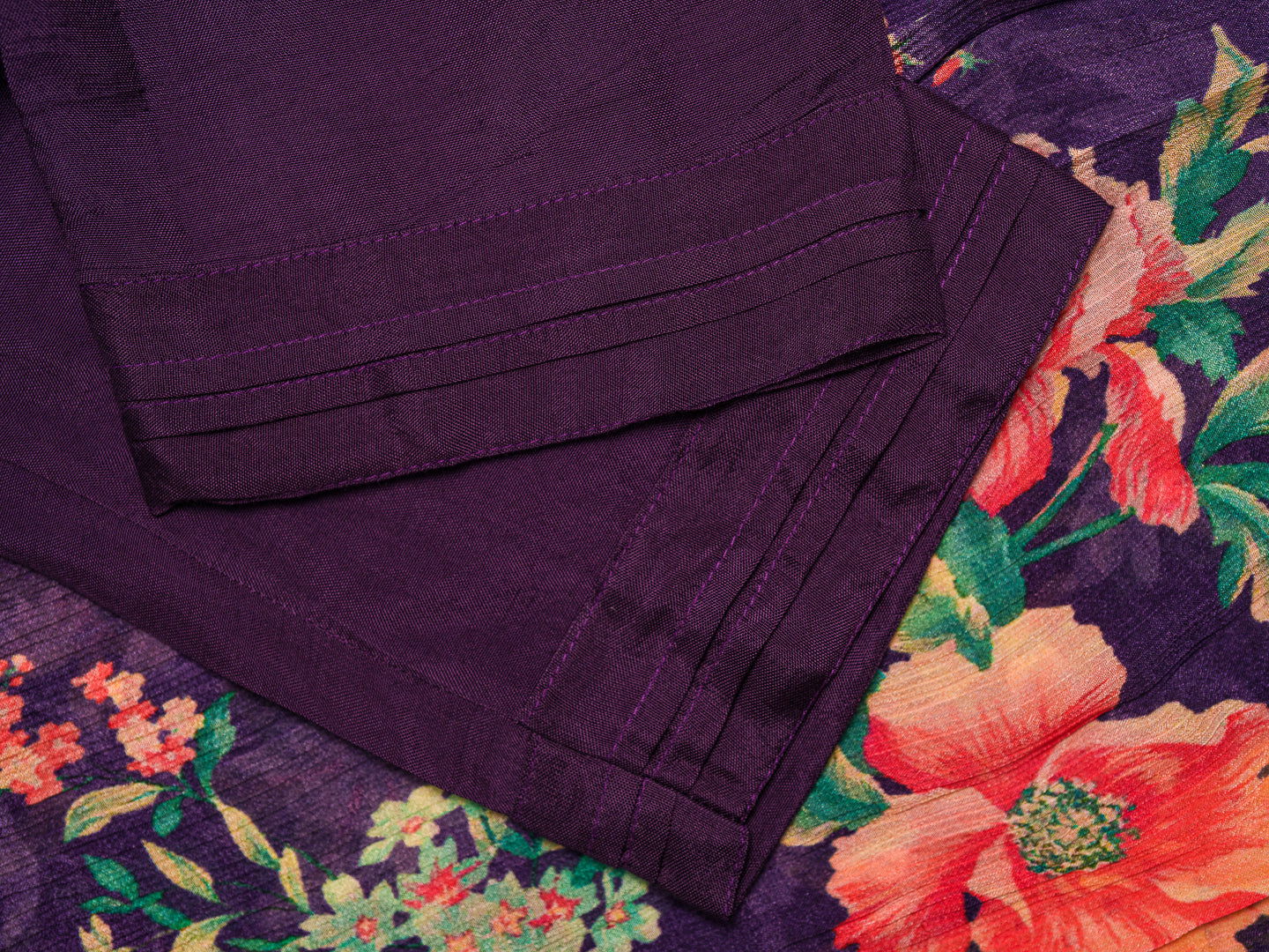 Purple Printed Floral A-Line Kurta and Trousers With Dupatta - Buy Best Ethnic Wear for Women & Girls | Daily Woman -