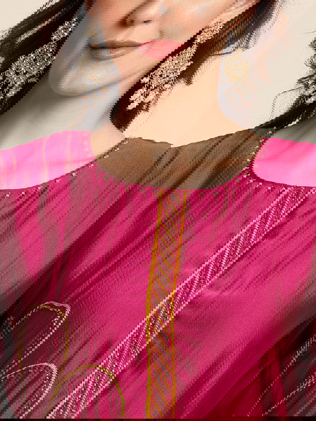 Purple Woven Design Embroidered Straight Kurta and Trousers With Dupatta - Buy Best Ethnic Wear for Women & Girls | Daily Woman -