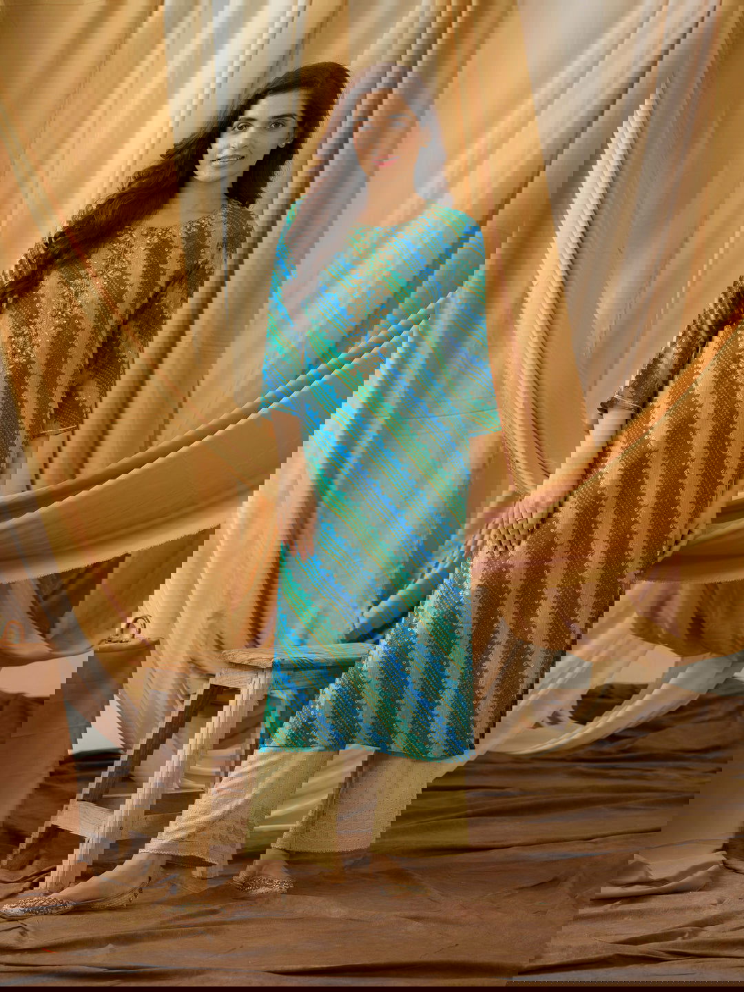 Rama Leheriya Printed Round Neck Straight Kurta - Buy Best Ethnic Wear for Women & Girls | Daily Woman -