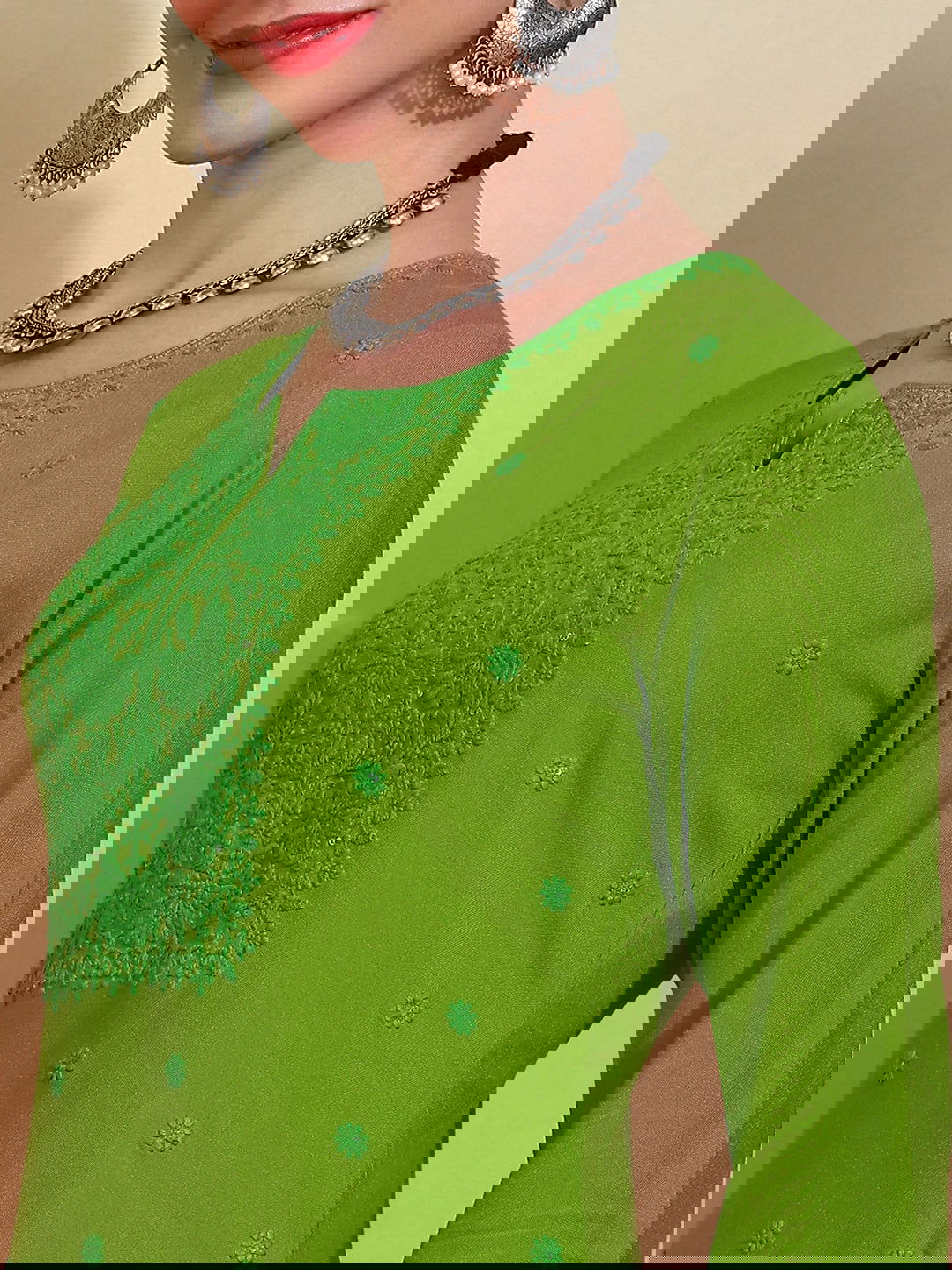 Rayon Floral Embroidered Kurta & Trouser With Dupatta - Buy Best Ethnic Wear for Women & Girls | Daily Woman -