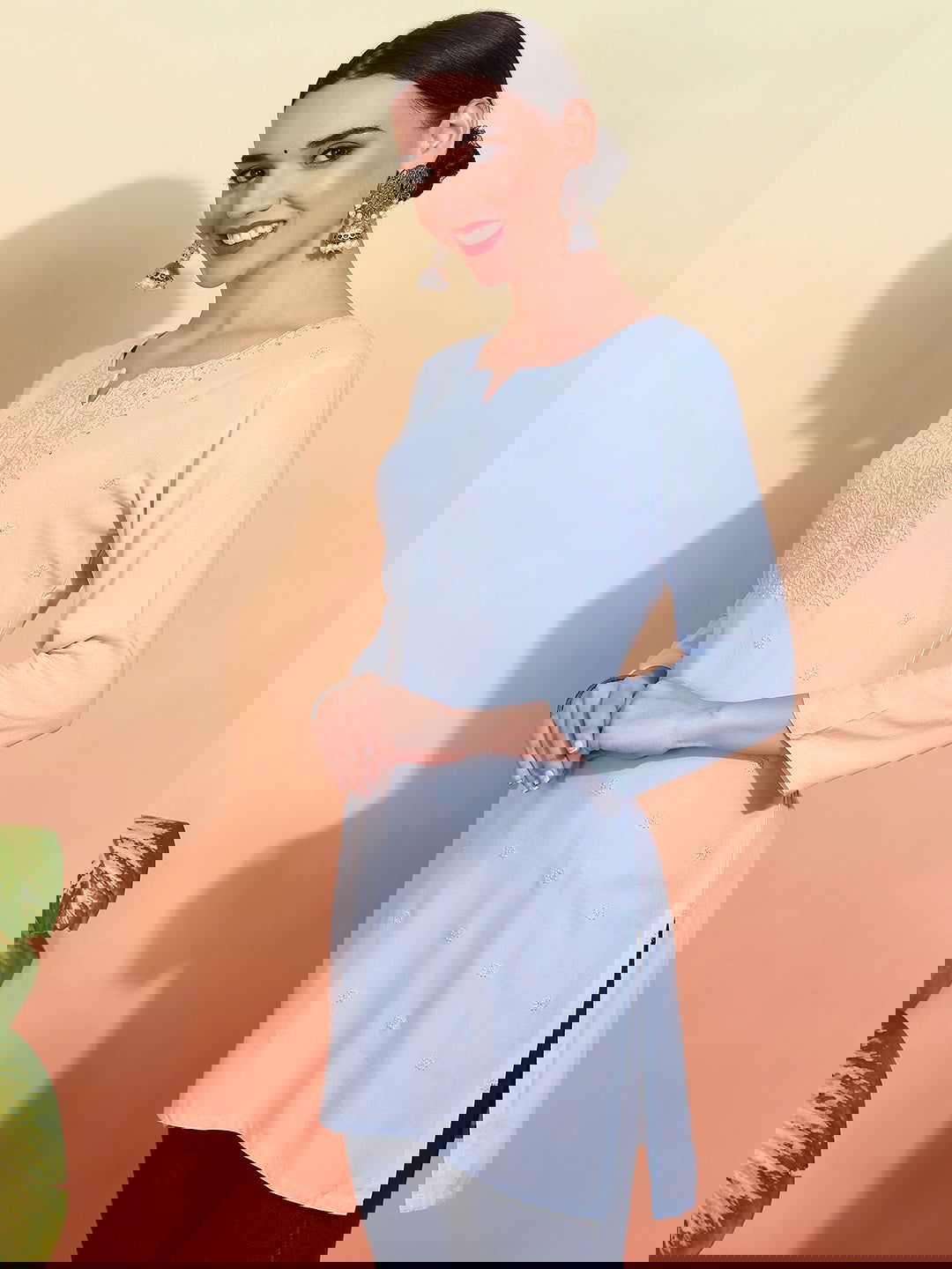 Rayon Floral Embroidered Sequinned Sequinned Kurti - Buy Best Ethnic Wear for Women & Girls | Daily Woman -