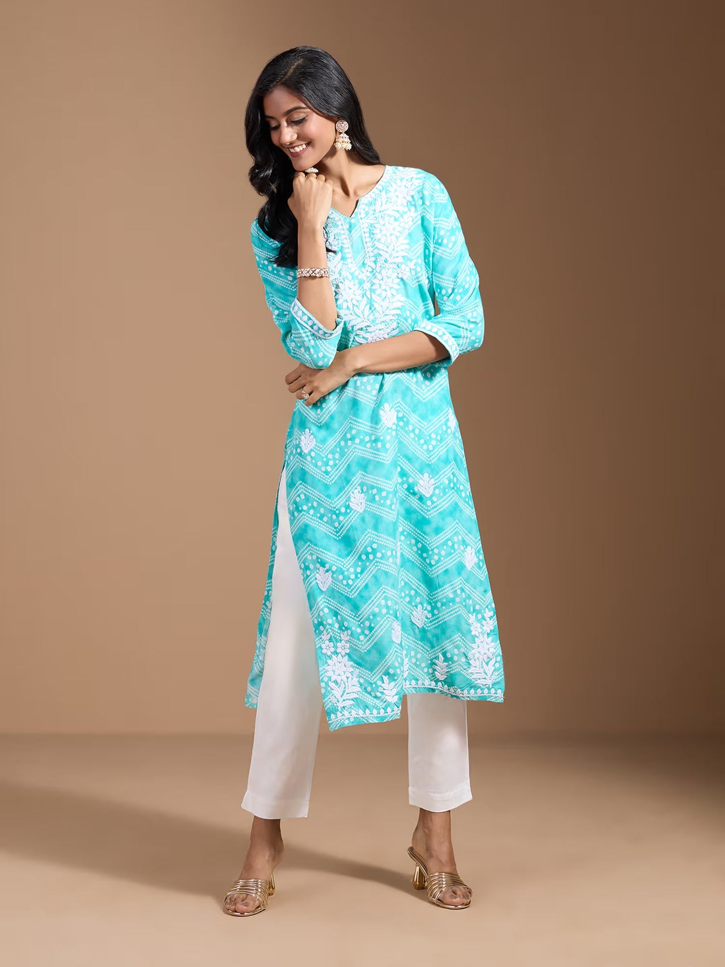 Rayon Women Ethnic Motifs Embroidered Chikankari Kurta - Buy Best Ethnic Wear for Women & Girls | Daily Woman -