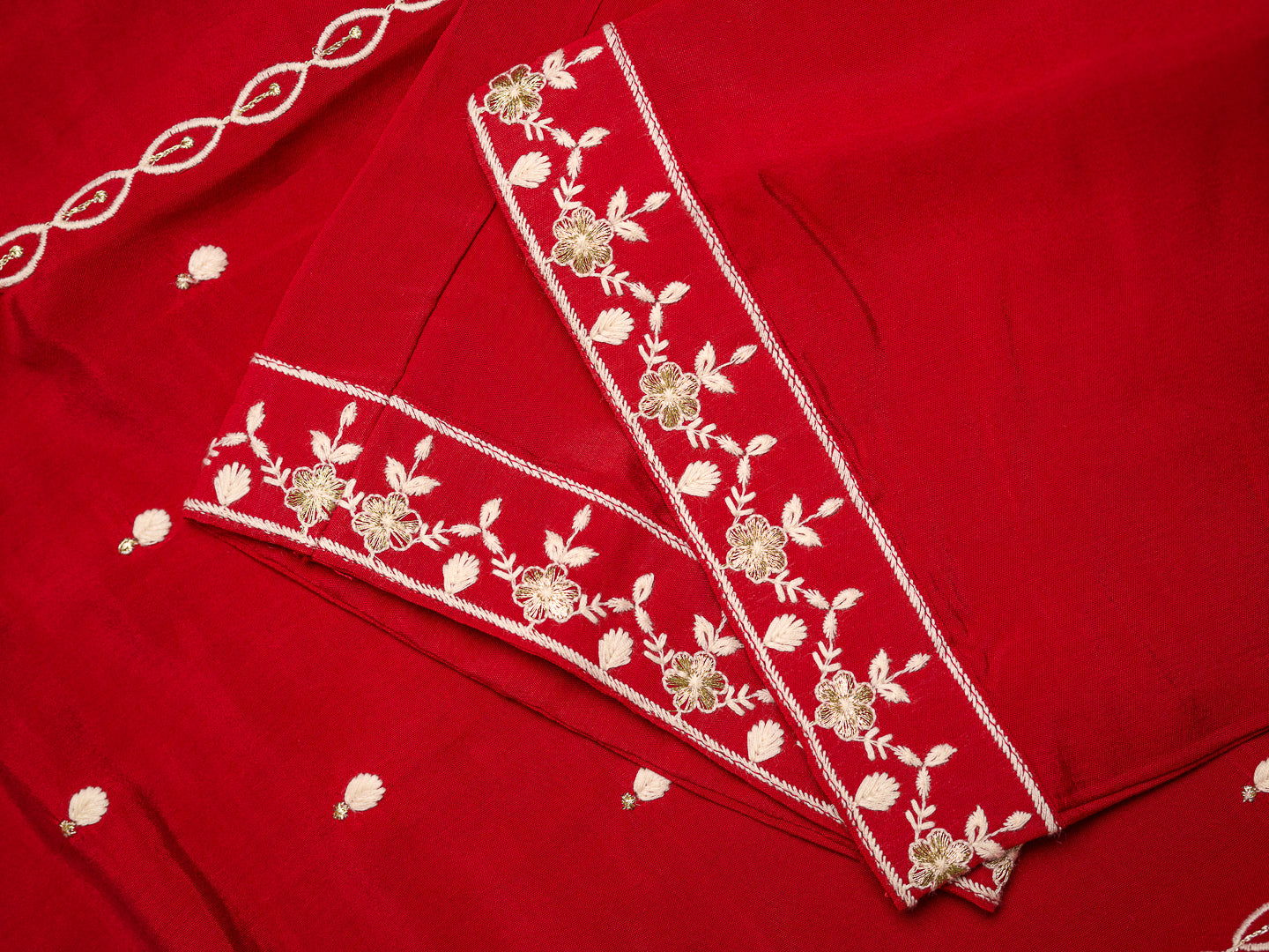 Red Woven Design Straight Kurta and Trousers With Dupatta - Buy Best Ethnic Wear for Women & Girls | Daily Woman -