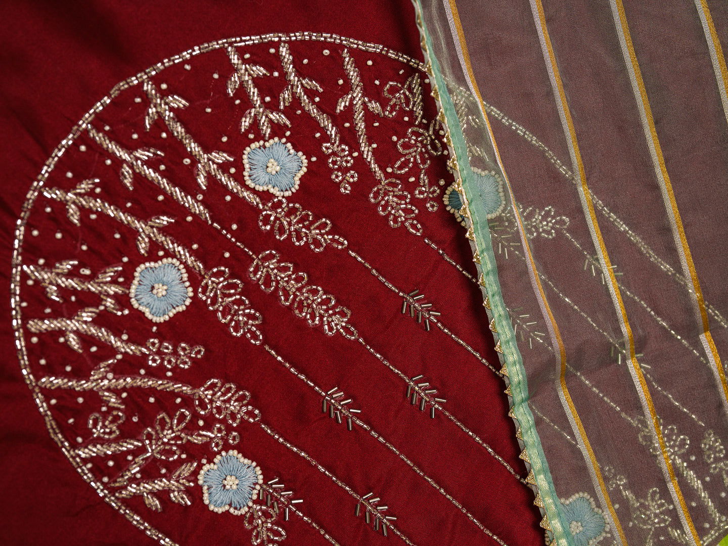 Red Yoke Design Woven Design Straight Kurta and Trousers With Dupatta - Buy Best Ethnic Wear for Women & Girls | Daily Woman -