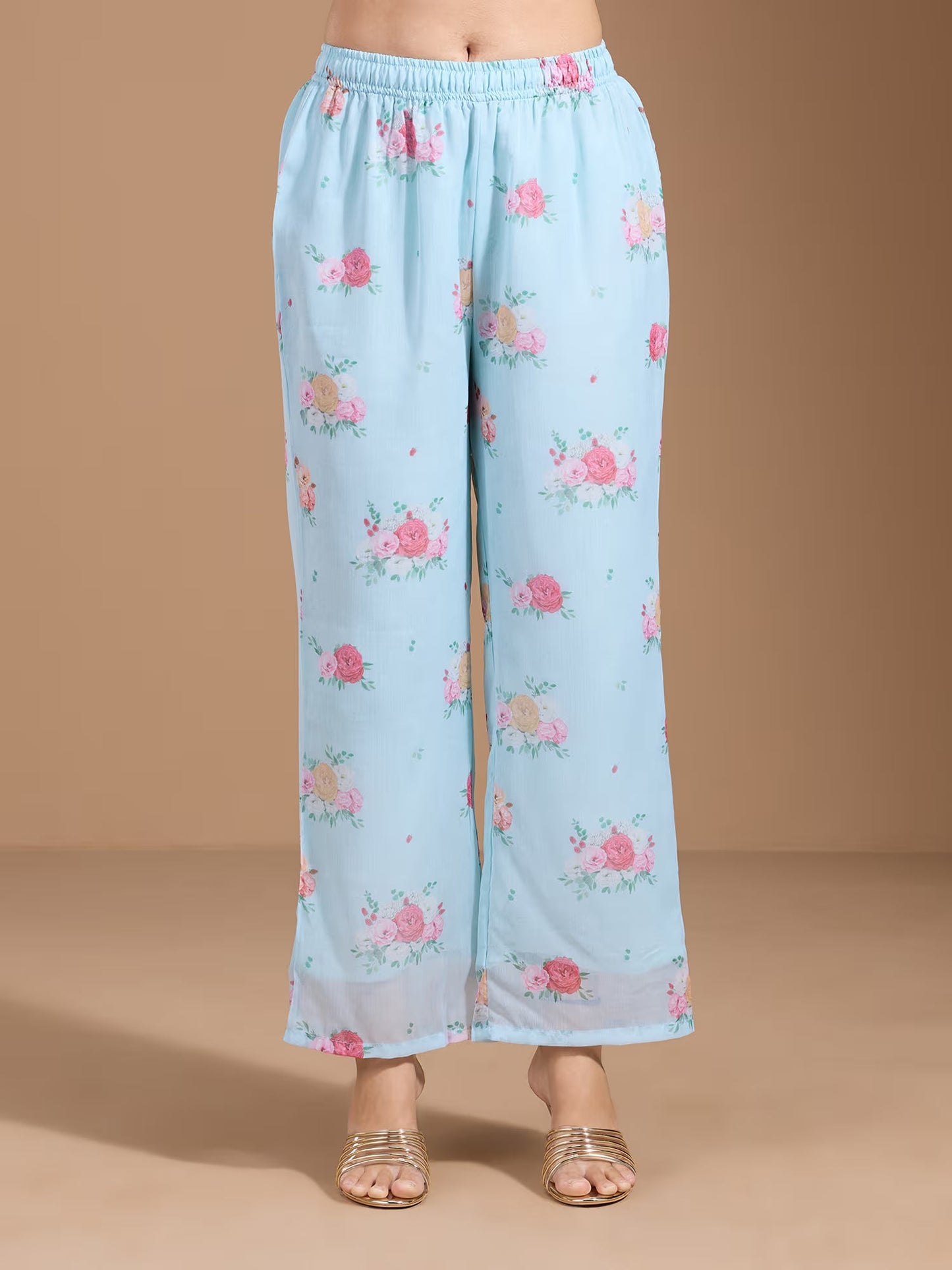 Shiffon Women Floral Printed Regular Kurta with Trousers & With Dupatta - Buy Best Ethnic Wear for Women & Girls | Daily Woman -