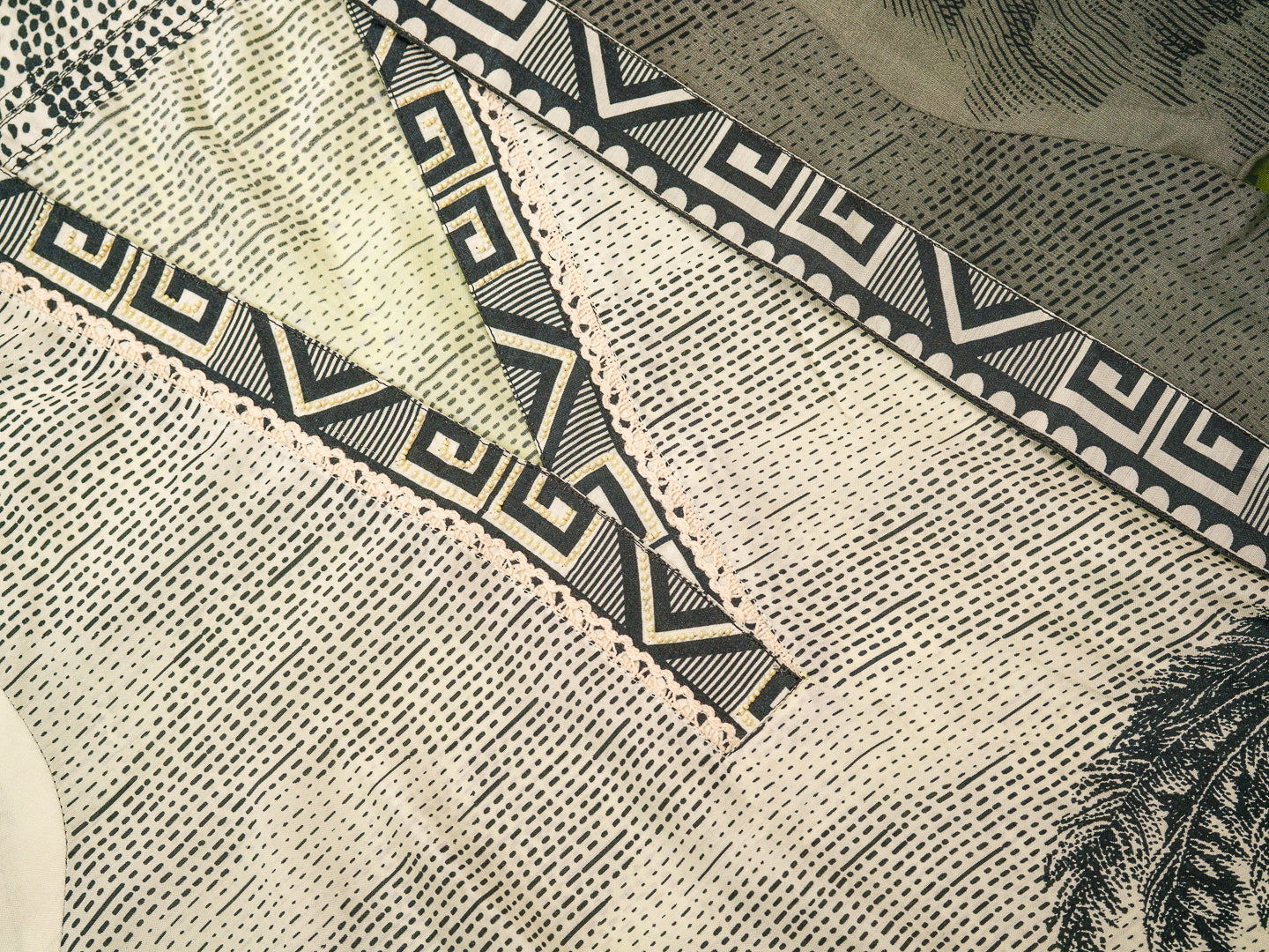 Tribal Printed Straight Linen Kurta With Trousers & Dupatta - Buy Best Ethnic Wear for Women & Girls | Daily Woman -