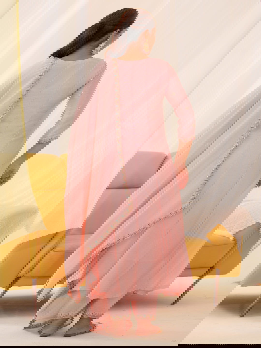 Vichitra Pink Women Ethnic Motifs Embroidered Kurta With Trousers & Dupatta - Buy Best Ethnic Wear for Women & Girls | Daily Woman -