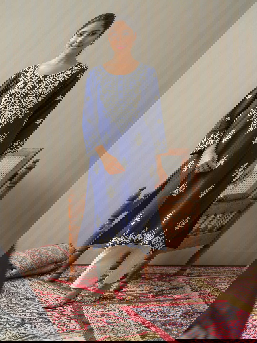 Wine Chikankari Embroidered Straight Kurta - Buy Best Ethnic Wear for Women & Girls | Daily Woman -