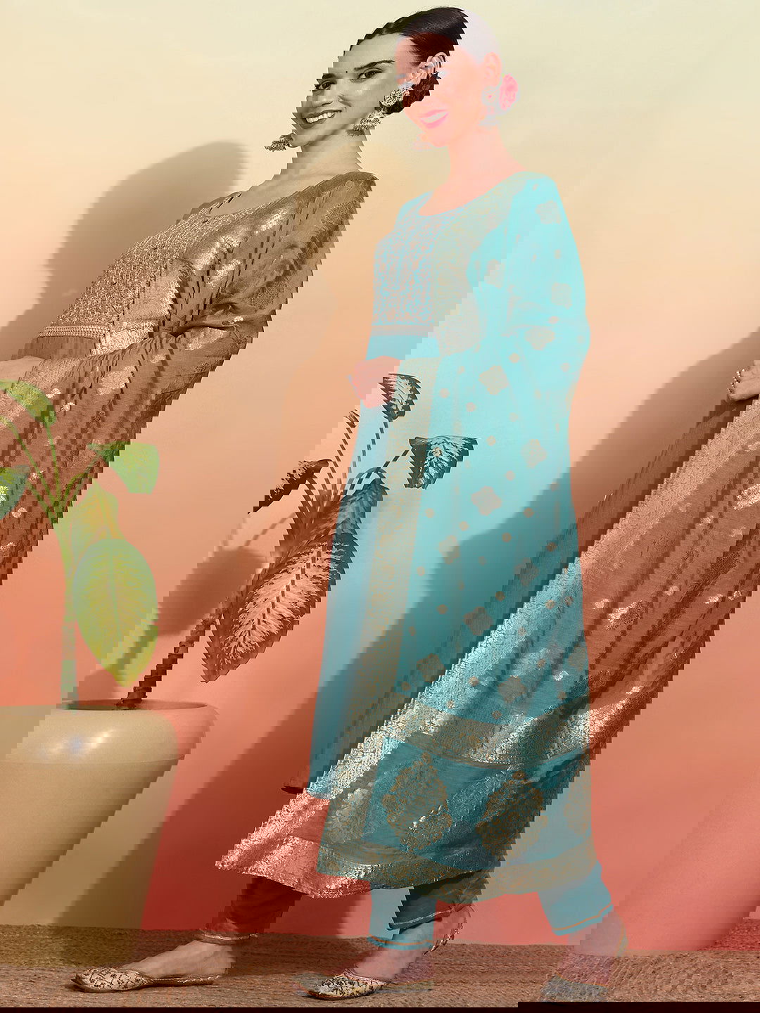 Women Embroidered Regular Kurta with Trousers & With Dupatta - Buy Best Ethnic Wear for Women & Girls | Daily Woman -