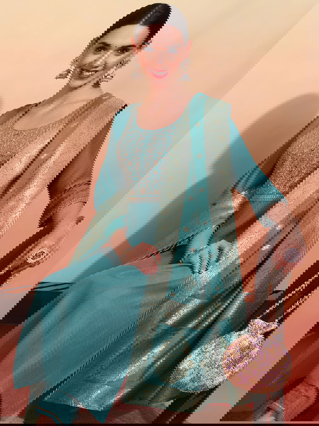 Women Embroidered Regular Kurta with Trousers & With Dupatta - Buy Best Ethnic Wear for Women & Girls | Daily Woman -