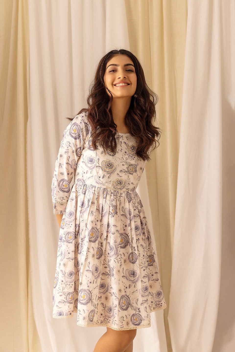 Women White Embellished A-Line Dress - Buy Best Ethnic Wear for Women & Girls | Daily Woman -