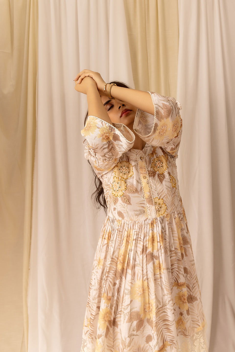 Women White Embellished A-Line Dress - Buy Best Ethnic Wear for Women & Girls | Daily Woman -