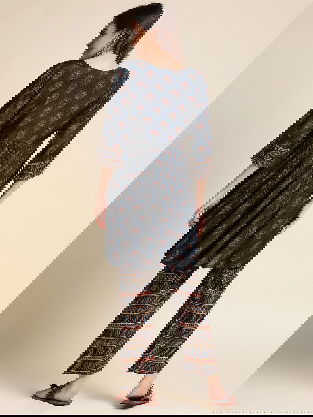 You  Navy Blue Printed Tunic  With Trousers - Buy Best Ethnic Wear for Women & Girls | Daily Woman -