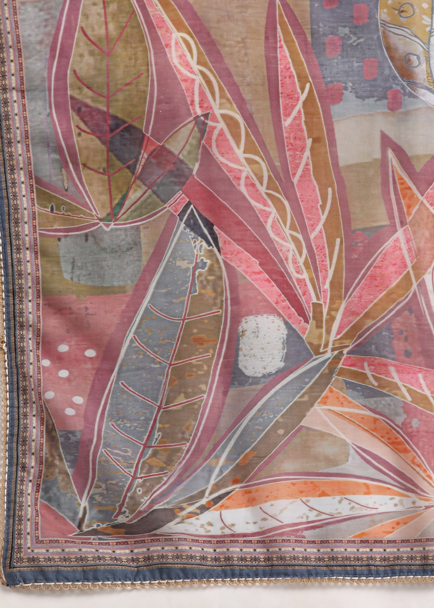 Women Off-White Jham Dhani Silk Embroidered Kurta Set with Digital Print Dupatta