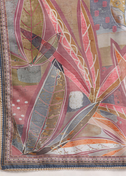 Women Off-White Jham Dhani Silk Embroidered Kurta Set with Digital Print Dupatta