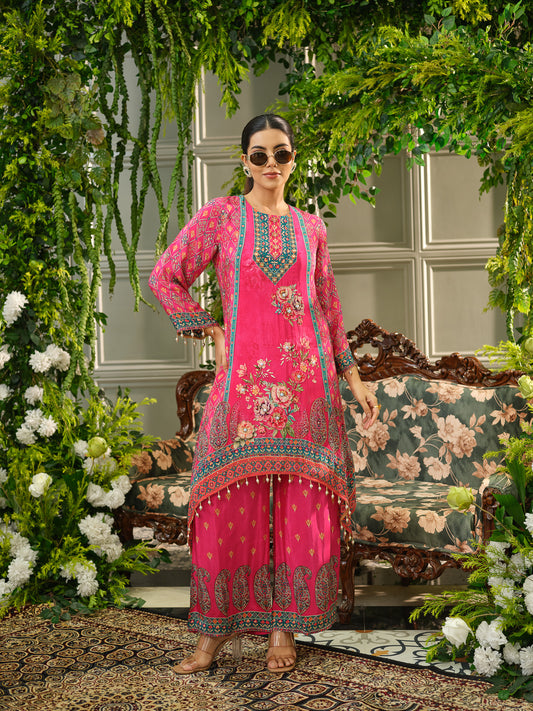 Pink Floral Digital Print Co-ord Set