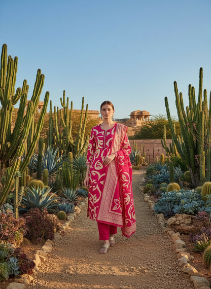 Printed Round Neck Kurta & Trousers Kurta Sets