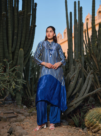 Striped Mandarin Collar Co-Ord Set