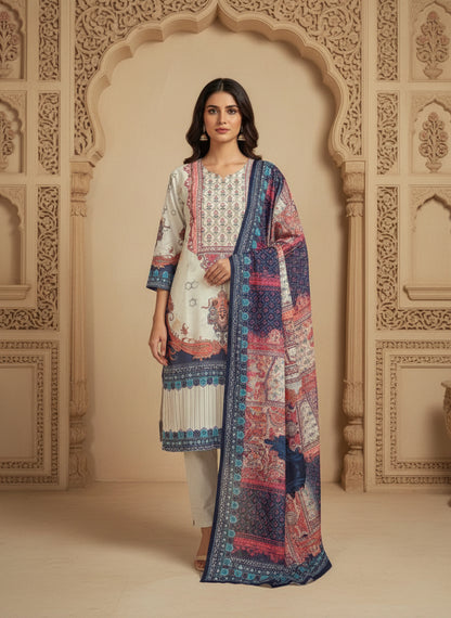 Printed Round Neck Kurta & Trousers Kurta Set