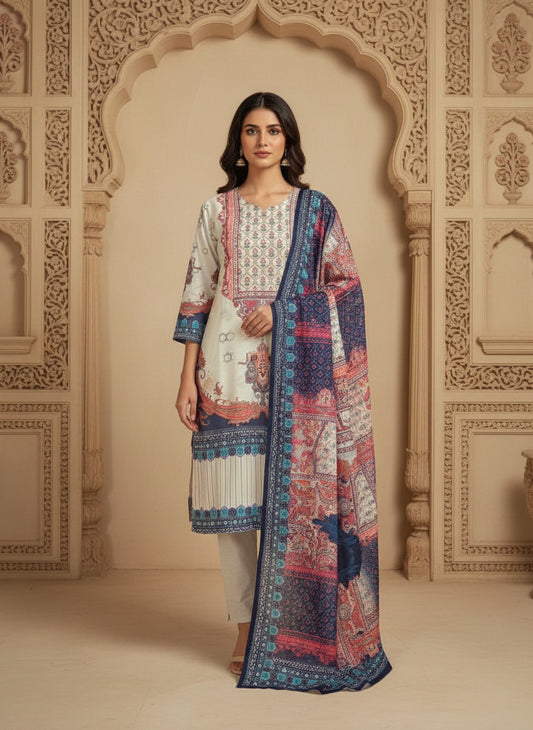 Printed Round Neck Kurta & Trousers Kurta Set