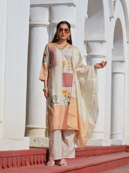 Embroidered V-Neck Kurta Sets