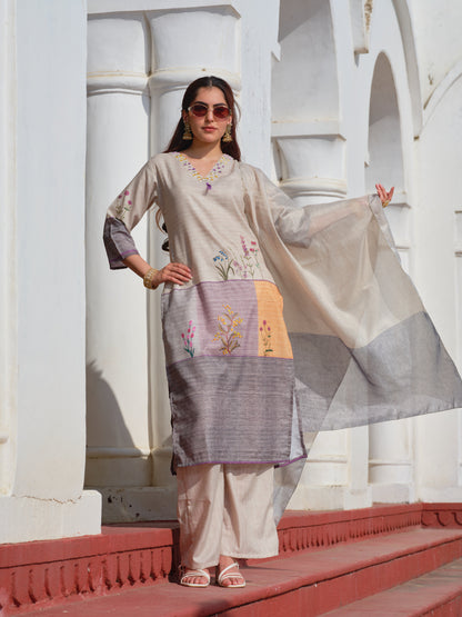 Embroidered V-Neck Kurta Sets
