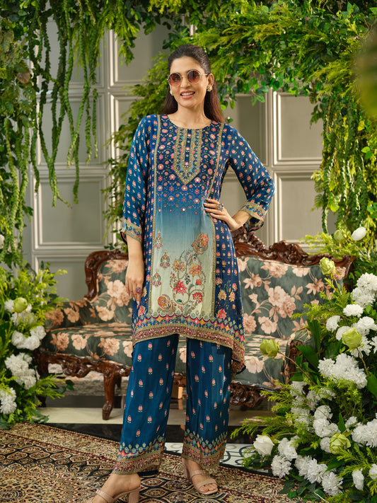 Teal Floral Digital Print Co-ord Set