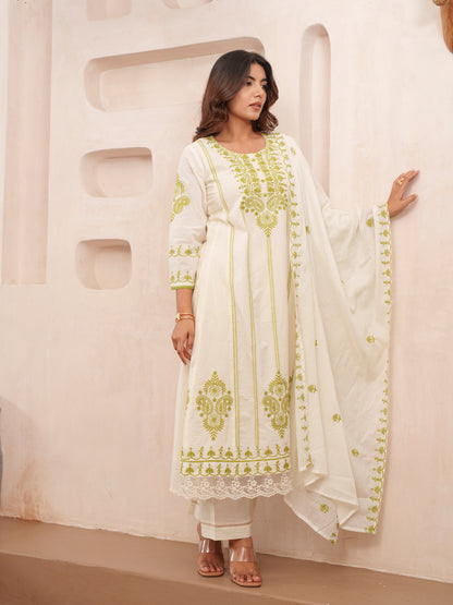 Elegant Embroidered Cotton Kurta Set