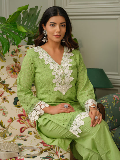Pure Cotton Embroidered Top & Trousers Co-ord Set