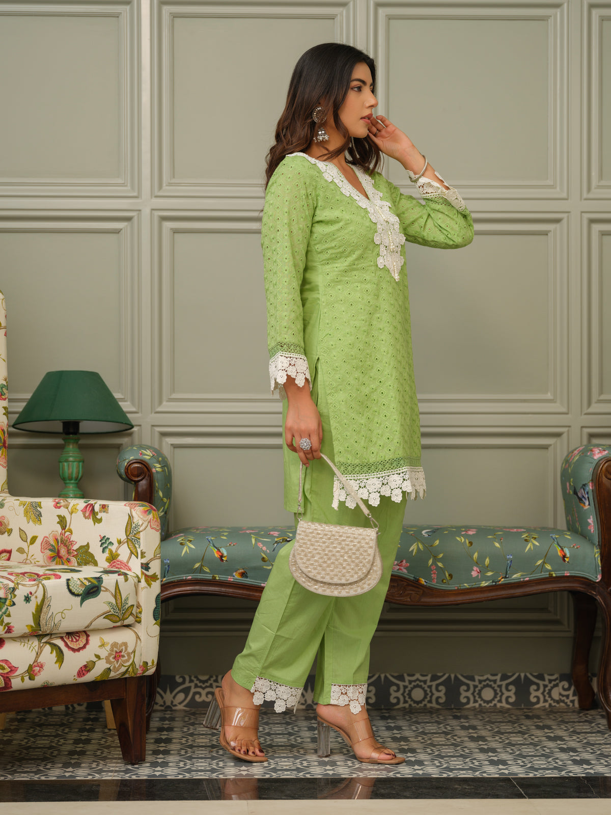 Pure Cotton Embroidered Top & Trousers Co-ord Set