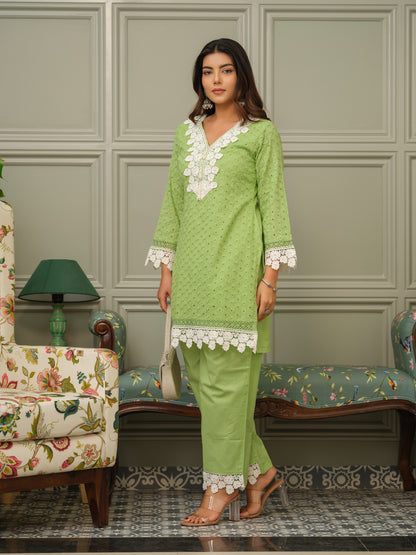 Pure Cotton Embroidered Top & Trousers Co-ord Set