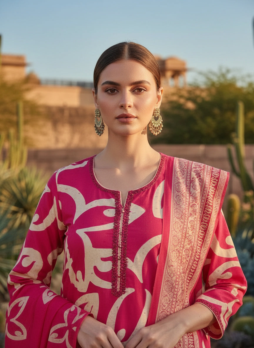 Printed Round Neck Kurta & Trousers Kurta Sets