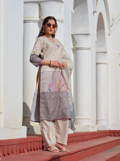 Embroidered V-Neck Kurta Sets