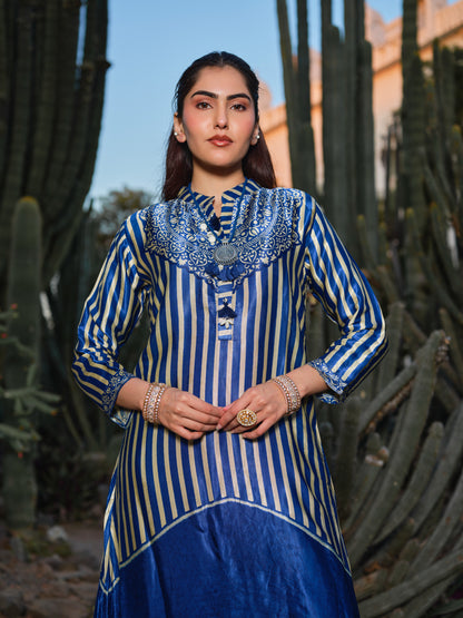 Striped Mandarin Collar Co-Ord Set