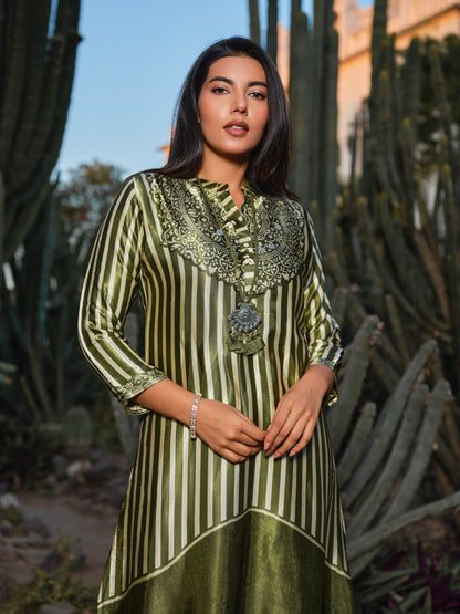 Striped Mandarin Collar Co-Ord Set