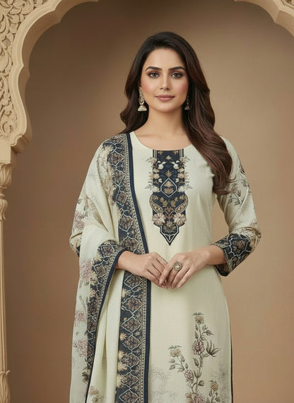 Printed Round Neck Kurta & Trousers Kurta Set
