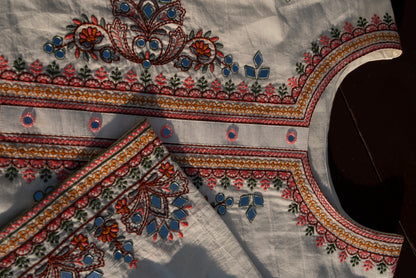 Embroidered Round Neck Top & Trousers Co-Ords Set