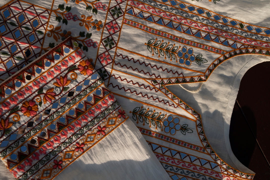 Embroidered Pure Cotton Round Neck Kurta & Trousers Kurta Sets
