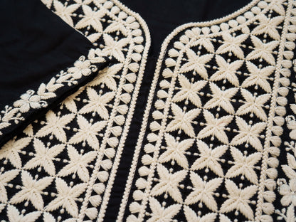 Women’s Black Hand Chikankari Embroidery A-Line Kurta with Pant