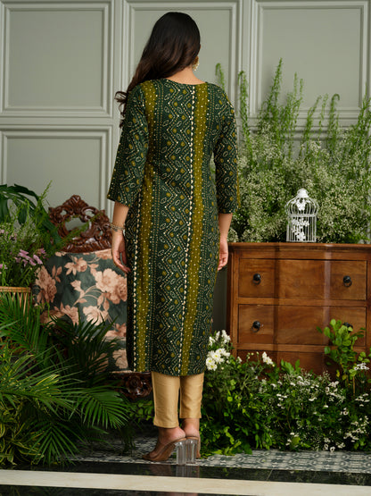 Elegant Bandhani Style Green Kurti for Ethnic Wear