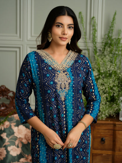 Elegant Bandhani Style Blue Kurti for Ethnic Wear