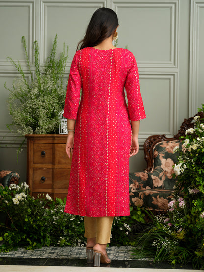 Elegant Bandhani Style Pink Kurti for Ethnic Wear