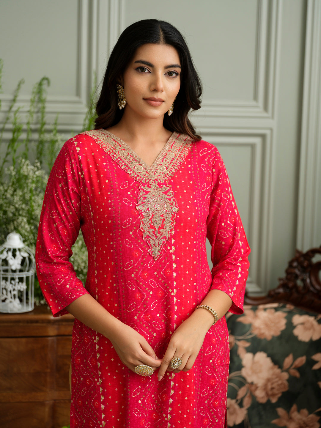 Elegant Bandhani Style Pink Kurti for Ethnic Wear