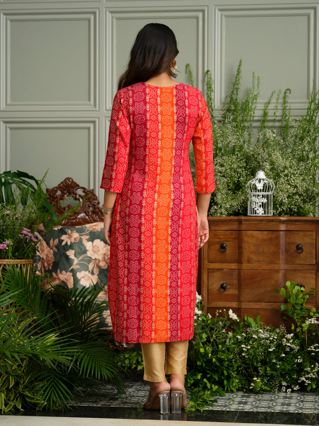 Elegant Bandhani Style Red Kurti for Ethnic Wear