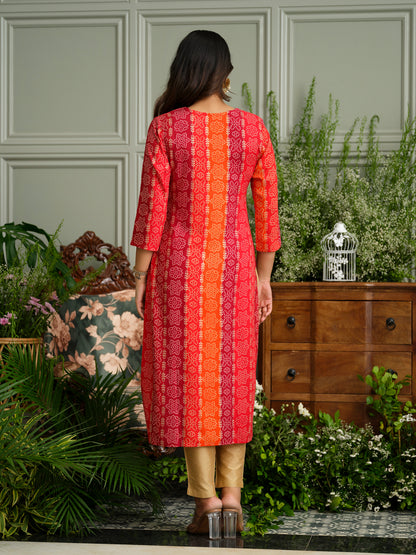 Elegant Bandhani Style Red Kurti for Ethnic Wear