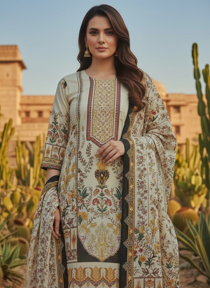 Printed Round Neck Kurta & Trousers Kurta Set