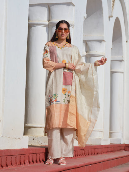 Embroidered V-Neck Kurta Sets